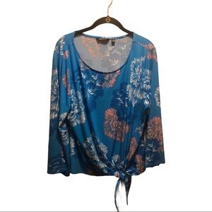 Iman Floral Blue Long Sleeve Top